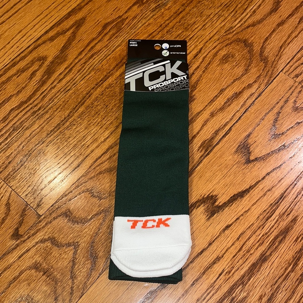 NWT TCK Prosport Dark Green Performance Socks Size L